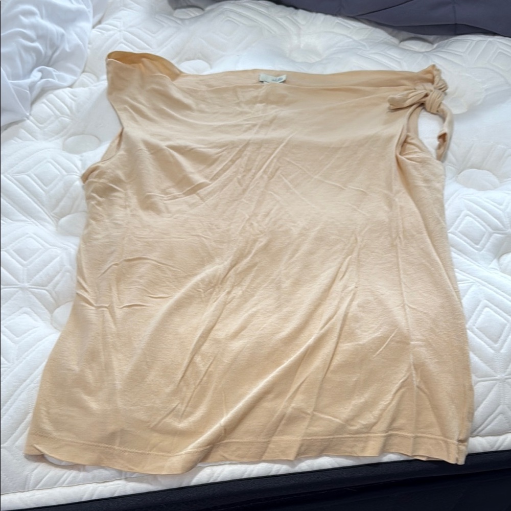 Odille Tan Asymmetrical Tie Front Tank Top